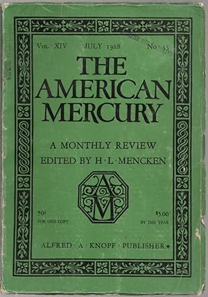 Imagen del vendedor de The American Mercury; Volume XIV, Number 55, July 1928 a la venta por Clausen Books, RMABA