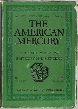 Immagine del venditore per The American Mercury; Volume XV, Number 57, September 1928 venduto da Clausen Books, RMABA