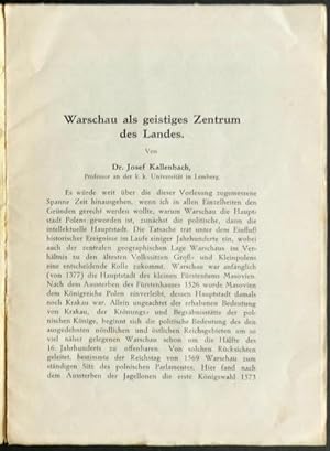 [Das Königreich Polen vor dem Kriege 1815-1914] : Warschau als geistiges Zentrum des Landes.