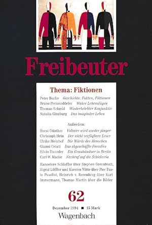 Imagen del vendedor de Freibeuter Nr. 62. Thema: Fiktionen. a la venta por Fundus-Online GbR Borkert Schwarz Zerfa