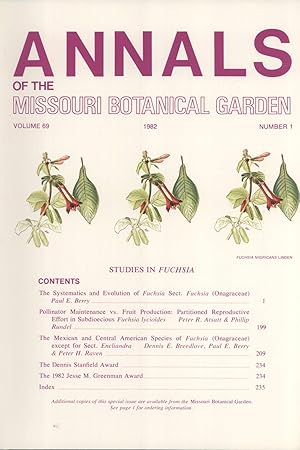 Seller image for Studies in Fuchsia (Annals of the Missouri Botanical Garden, Volume 69, Number 1) for sale by Masalai Press