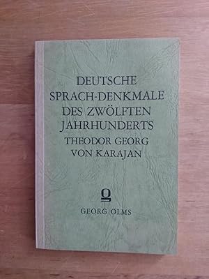 Bild des Verkufers fr Deutsche Sprach-Denkmale des zwlften Jahrhunderts zum Verkauf von Antiquariat Birgit Gerl