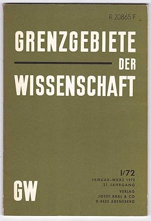 Bild des Verkufers fr Grenzgebiete der Wissenschaft 21. Jg. H 1, 1972 zum Verkauf von Kultgut