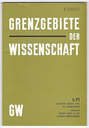 Immagine del venditore per Grenzgebiete der Wissenschaft 20. Jg. H 1, 1971 venduto da Kultgut