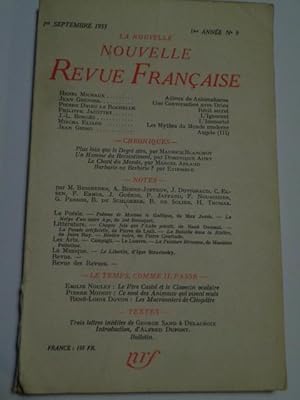 La Nouvelle Revue Française 1er Septembre 1953