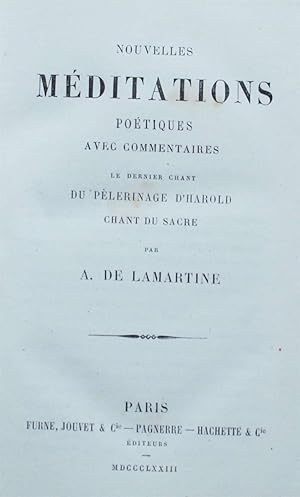 Image du vendeur pour Nouvelles mditations potiques avec commentaires - Le dernier chant du plerinage d'Harold, chant du sacr mis en vente par Aberbroc