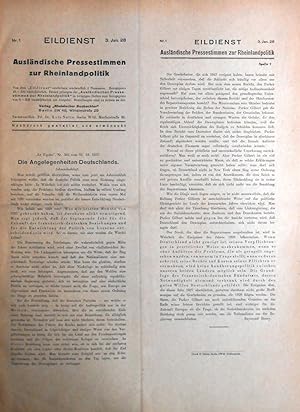 Eildienst. Ausländische Pressestimmen zur Rheinlandpolitik. Nr. 1 (3. Januar 1928) - Nr. 6 (20. J...
