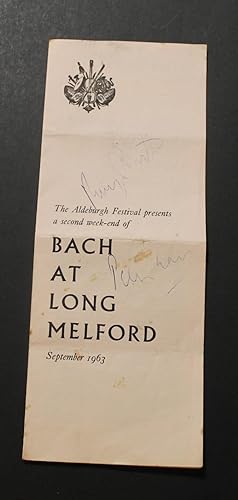 Their signatures on a programme Bach at Long Melford, Aldeburgh Festival, September 1963.
