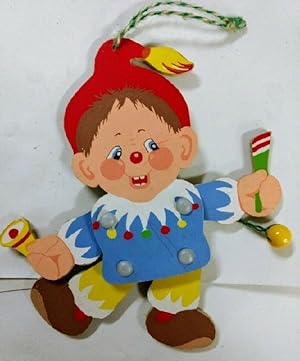 Bild des Verkufers fr Hampelmann Clown aus Holz. Ca. 11 cm gro [Spielzeug]. Jumping Jack. Pantin. zum Verkauf von KULTur-Antiquariat