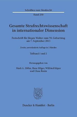 Seller image for Gesamte Strafrechtswissenschaft in internationaler Dimension, in 2 Bdn. for sale by Rheinberg-Buch Andreas Meier eK