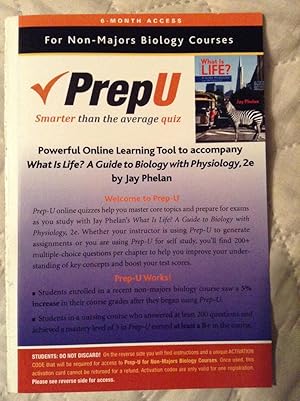 Immagine del venditore per Prep-U Access Code for What is Life?; (A Guide to Biology with Physiology 2nd Edition) venduto da Text4less