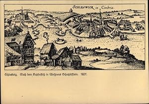 Bild des Verkufers fr Knstler Ansichtskarte / Postkarte Schleswig Schleswig Holstein, Panorama, Kupferstich in Meitzners Schatzkstlein 1627 zum Verkauf von akpool GmbH