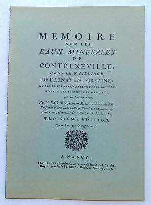 Mémoire sur les EAUX MINÉRALES de CONTREXÉVILLE dans le Bailliage de DARNEY en Lorraine