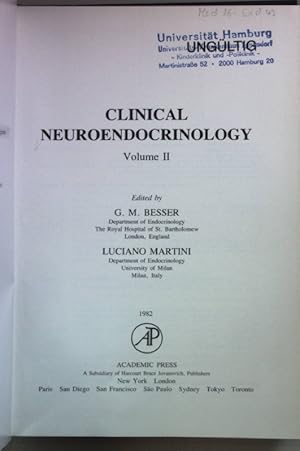 Bild des Verkufers fr Clinical Neuroendocrinology: VOL.II. zum Verkauf von books4less (Versandantiquariat Petra Gros GmbH & Co. KG)