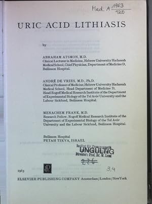 Imagen del vendedor de Uric Acid Lithiasis. a la venta por books4less (Versandantiquariat Petra Gros GmbH & Co. KG)