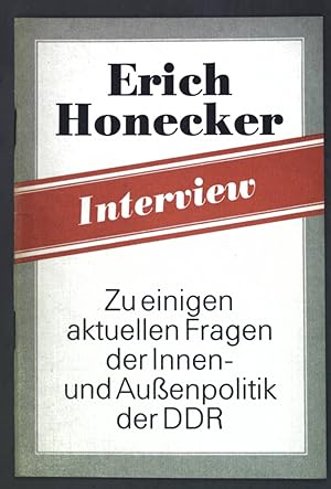 Imagen del vendedor de Zu einigen aktuellen Fragen der Innen- und Au�enpolitik der DDR; a la venta por books4less (Versandantiquariat Petra Gros GmbH & Co. KG)