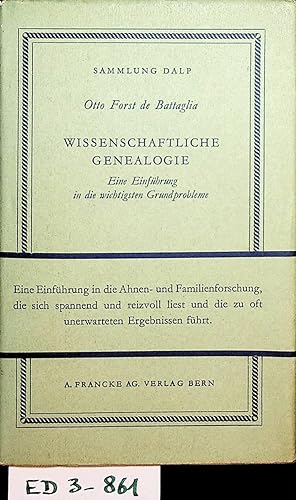 Seller image for Wissenschaftliche Genealogie : Eine Einfhrung in ihre wichtigsten Grundprobleme. (=Sammlung Dalp ; Bd. 57) for sale by ANTIQUARIAT.WIEN Fine Books & Prints