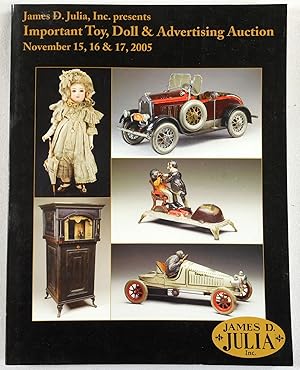 Image du vendeur pour Important Toy, Doll & Advertising Auction. November 15, 16 & 17, 2005. James D. Julia Auction mis en vente par Resource Books, LLC