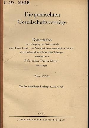 Die gemischten Gesellschaftsverträge / Walter Meyer 275203