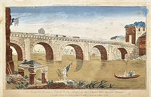 Vue perspective du fameux Pont de Remino fabriquÈe du temps d'Auguste Tiberi empereur romani.