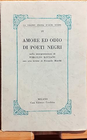 Image du vendeur pour Amore ed odio di poeti negri mis en vente par Studio bibliografico De Carlo