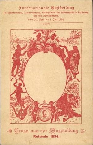 Vorläufer Ganzsache Ansichtskarte / Postkarte Wien, Ausstellung Rotunde 1894, Volksernährung, Ret...