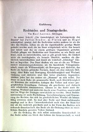 Bild des Verkufers fr Rechtsidee und Staatsgedanke. zum Verkauf von books4less (Versandantiquariat Petra Gros GmbH & Co. KG)