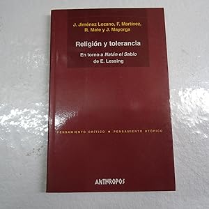 Imagen del vendedor de RELIGION Y TOLERANCIA. En torno a Natn el Sabio de E. Lessing. a la venta por Librera J. Cintas