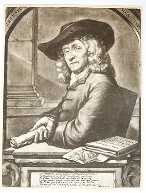 Antique portrait print, mezzotint | Jan Pieterz. Zomer (1641-1724) /portret van de Amsterdamse sc...
