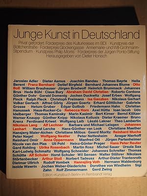 Seller image for Junge Kunst in Deutschland : privat gefrdert ; (Frderpreis d. Kulturkreises im BDI, Kunstpreis d. Bttcherstrasse .) ; in Verbindung mit d. gleichnamigen Ausstellung im Kln. Kunstverein, (13. November 1982 - 9. Januar 1983) ; in d. Nationalgalerie Berlin, Verein d. Freunde, (20. Januar - 20. Februar 1983) u. in d. Stdt. Galerie im Lenbachhaus Mnchen, (20. April - 29. Mai 1983) ; (Jaroslav Adler .). for sale by Versandantiquariat Ingo Lutter