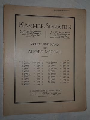 Bild des Verkufers fr Alfred Moffat Kammer Sonaten Violine und Piano. zum Verkauf von Versandantiquariat Ingo Lutter