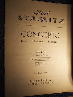 Bild des Verkufers fr Concerto B dur Solo Oboe 2 Hrner & Streicher Erstausgabe Oboe Solo Elite 3220. zum Verkauf von Versandantiquariat Ingo Lutter