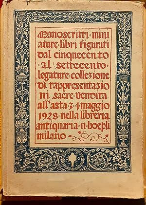 Image du vendeur pour Manoscritti. Miniature. Incunabuli. Libri Figurati. Legature. Collezione di 221 rappresentazioni sacre mis en vente par Studio bibliografico De Carlo