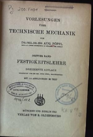 Imagen del vendedor de Vorlesungen ber Technische Mechanik, Dritter Band: Festigkeitslehre a la venta por books4less (Versandantiquariat Petra Gros GmbH & Co. KG)
