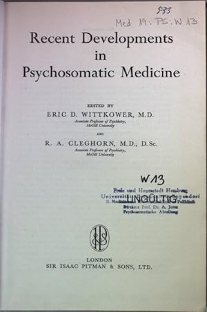 Imagen del vendedor de Recent Developments in Psychosomatic Medicine. a la venta por books4less (Versandantiquariat Petra Gros GmbH & Co. KG)