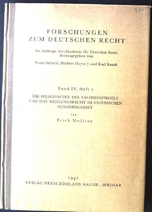 Seller image for Die Pfleghaften des Sachsenspiegels und das Siedlungsrecht im Schsischen Stammesgebiet Forschungen zum Deutschen Recht, Band IV, Heft 2 for sale by books4less (Versandantiquariat Petra Gros GmbH & Co. KG)