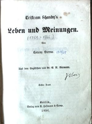 Bild des Verkufers fr Tristram Shandy's Leben und Meinungen, 1-3. Band zum Verkauf von books4less (Versandantiquariat Petra Gros GmbH & Co. KG)