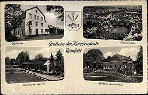 Bild des Verkufers fr Ansichtskarte / Postkarte Reinfeld in Holstein, Karpfenstadt, Kurheim, Garten, Gartenhaus, Fliegeraufnahme zum Verkauf von akpool GmbH