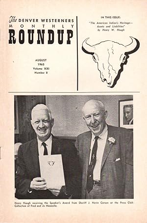 Imagen del vendedor de The Denver Westerners' Monthly Roundup: August 1965, Vol 21, No. 8 a la venta por Clausen Books, RMABA