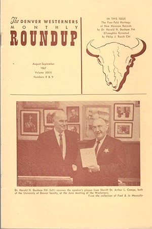 Seller image for The Denver Westerners' Monthly Roundup: August-September 1967, Vol 23, No. 8 & 9 for sale by Clausen Books, RMABA