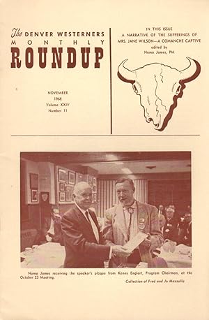 Seller image for The Denver Westerners' Monthly Roundup: November 1968, Vol 24, No. 11 for sale by Clausen Books, RMABA