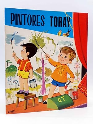 PINTORES TORAY SERIE G 15. DOS NIÑOS PINTANDO EN UN ESCENARIO (Antonio Ayné) Toray, 1973