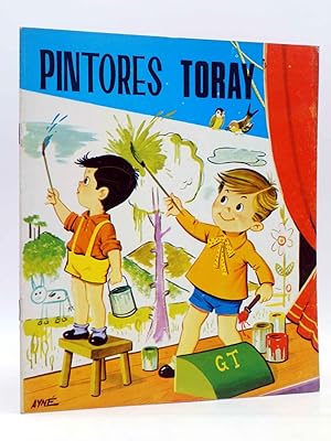PINTORES TORAY SERIE G 15. DOS NIÑOS PINTANDO EN UN ESCENARIO (Antonio Ayné) Toray, 1978