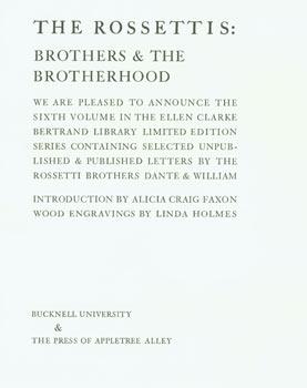 Bild des Verkufers fr Prospectus for The Rossettis: Brothers & The Brotherhood. zum Verkauf von Wittenborn Art Books