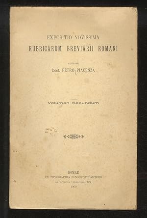 Bild des Verkufers fr Expositio novissima rubricarum breviarii romani [.] Volumen secundum. zum Verkauf von Libreria Oreste Gozzini snc