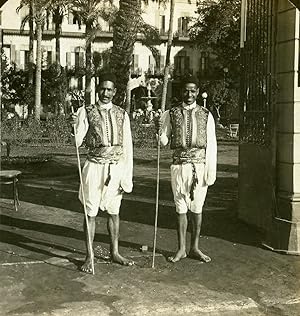 Egypt Cairo Arab Runners Old White Stereoview Photo 1900