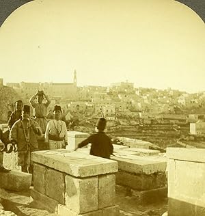 Palestine Bethlehem Panorama Old Stereoview Photo 1900