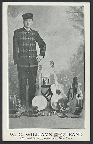 One Arm, One Man Band - Vintage Postcard