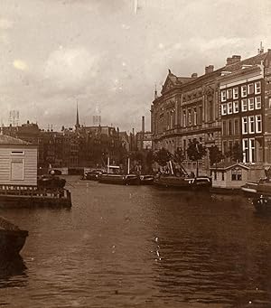 Netherlands Amsterdam Canal Boats Old Photo 1900