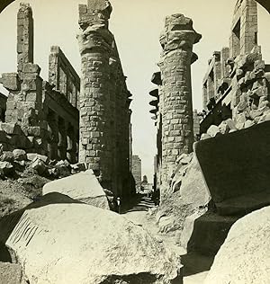 Egypt Karnak Temple of Amun Great Hypostyle Hall Old White Stereoview Photo 1900